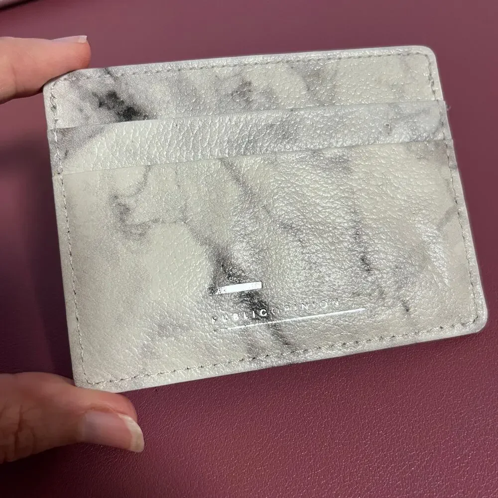 Public Opinion Credit Card Wallet Marble Gray & White NEW